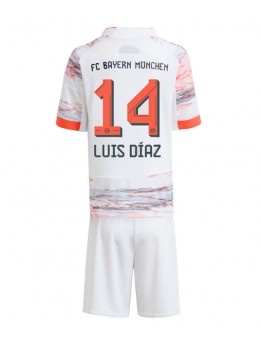 Otroški Nogometna dresi replika Bayern Munich Luis Diaz #14 Gostujoči 2025-26 Kratek rokav (+ hlače)